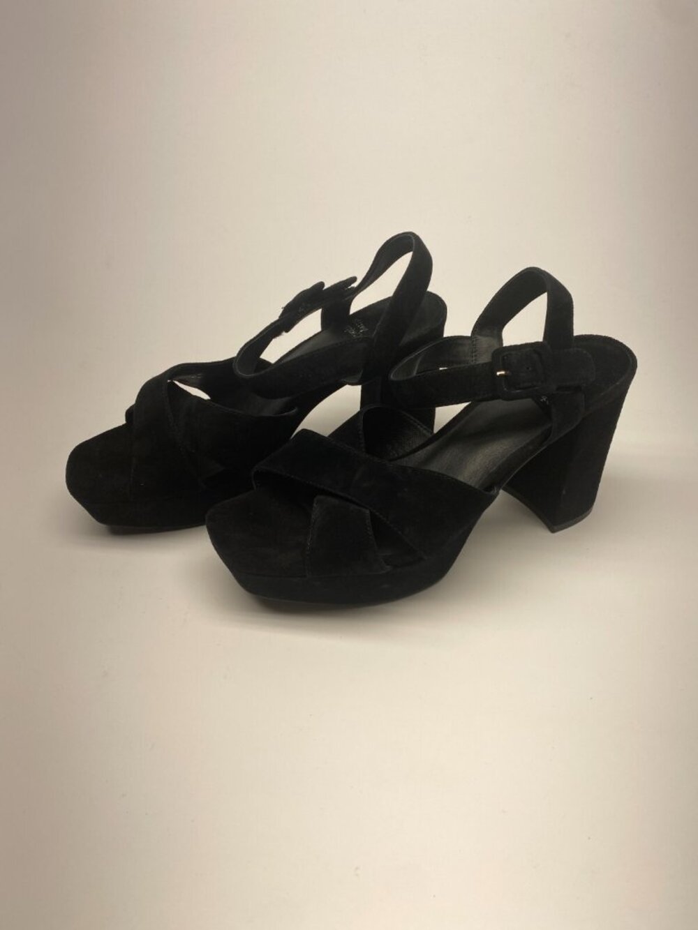 Jeffrey Campbell Womens AMMA-NW Black Suede Strap Heel Sandal Sz 10